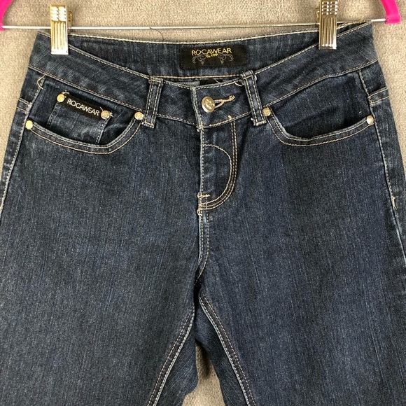 ROCAWEAR 1999 Embroidered Pocket Y2K Blue skinny Jeans size 3 - Picture 3 of 14
